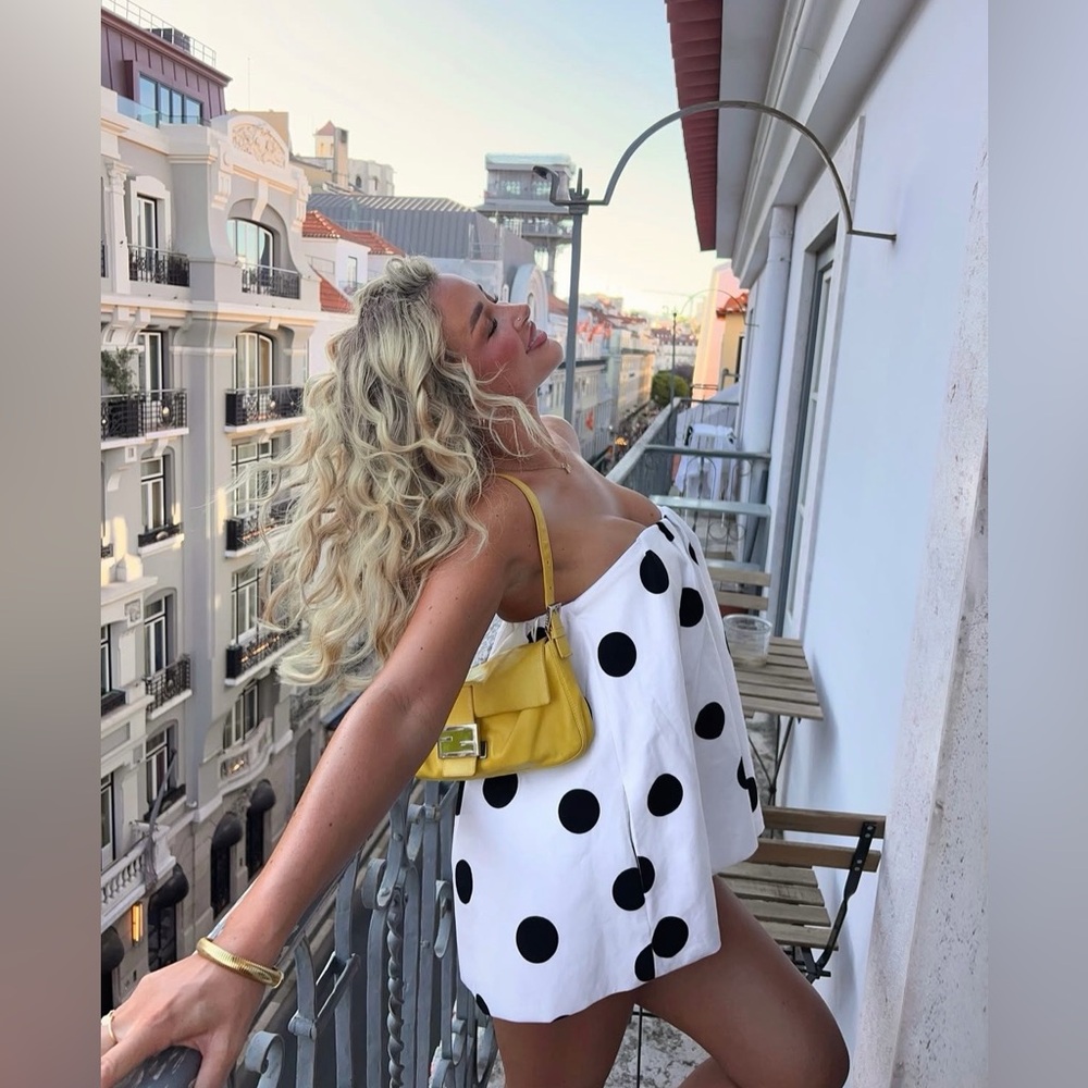 Zara Polka Dot Strapless mini Dress - Picture 3 of 12